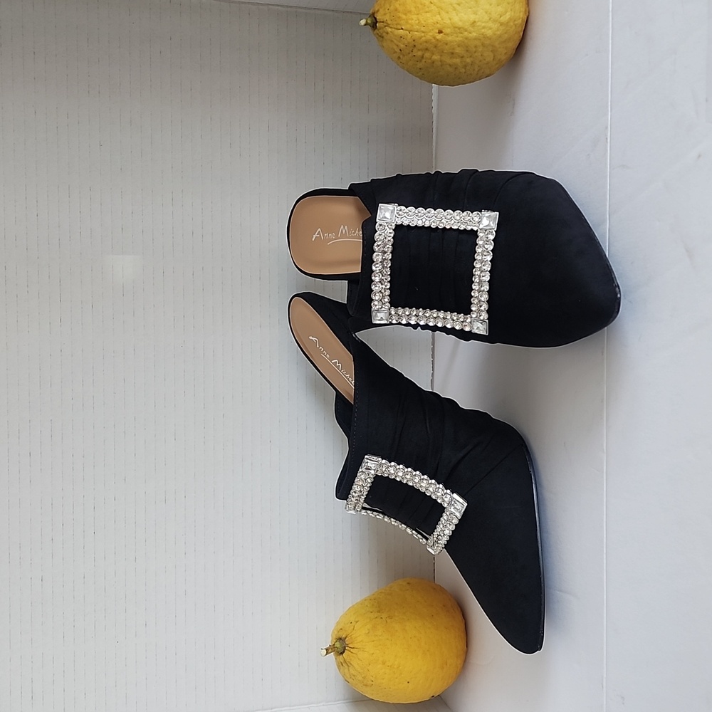 NIB Black  Faux Suede Stellito Heels